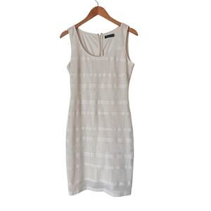 GUESS Cream Crochet Midi Dress Boho Resort Y2K‎ Sheath Beach Summer Size 10